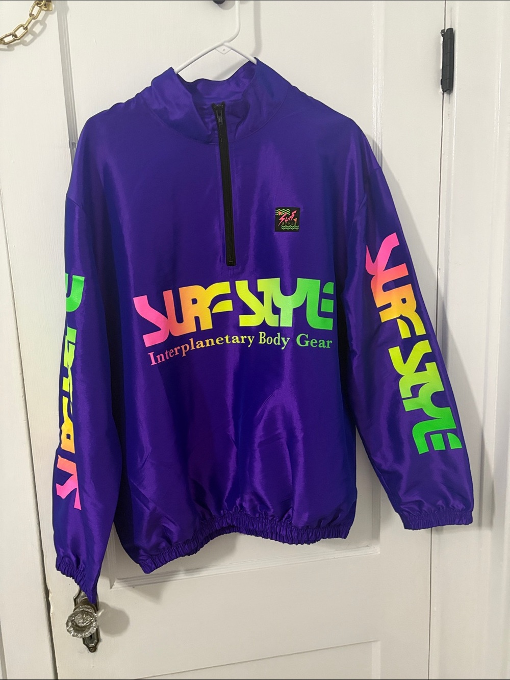surf style Purple Windbreaker with Neon Logo